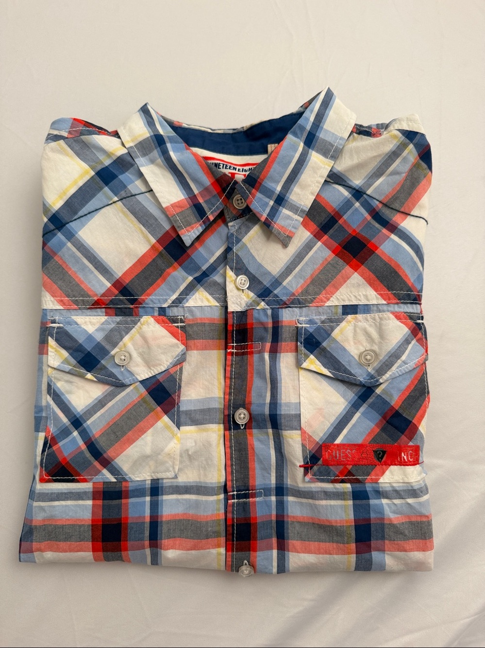 Guess multicolor double breast pocket western style casual button down shirt XL